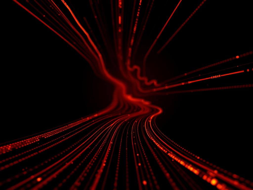 Linhas de dados luminosas representando fluxos automatizados
